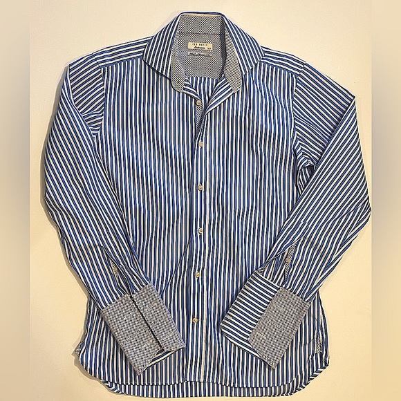 Ted Baker Light Blue Stripped Button Down - Picture 1 of 7